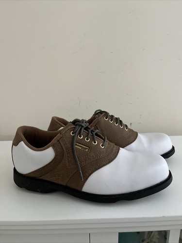 Dunlop Classic Saddle Cleat Mens Golf Shoes Size 9 M2840c White and Tan - Picture 2 of 8