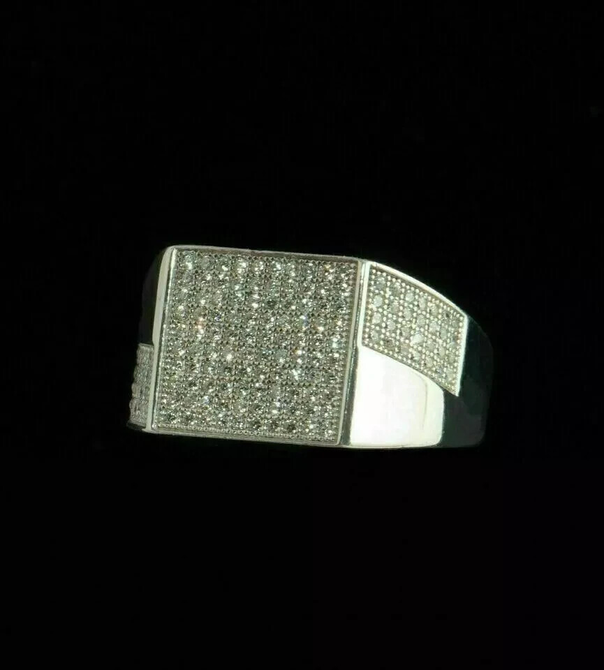 Men's Pinky Wedding Ring 2Ct Round Cut Lab Created Diamond 14K White Gold Plated eBay