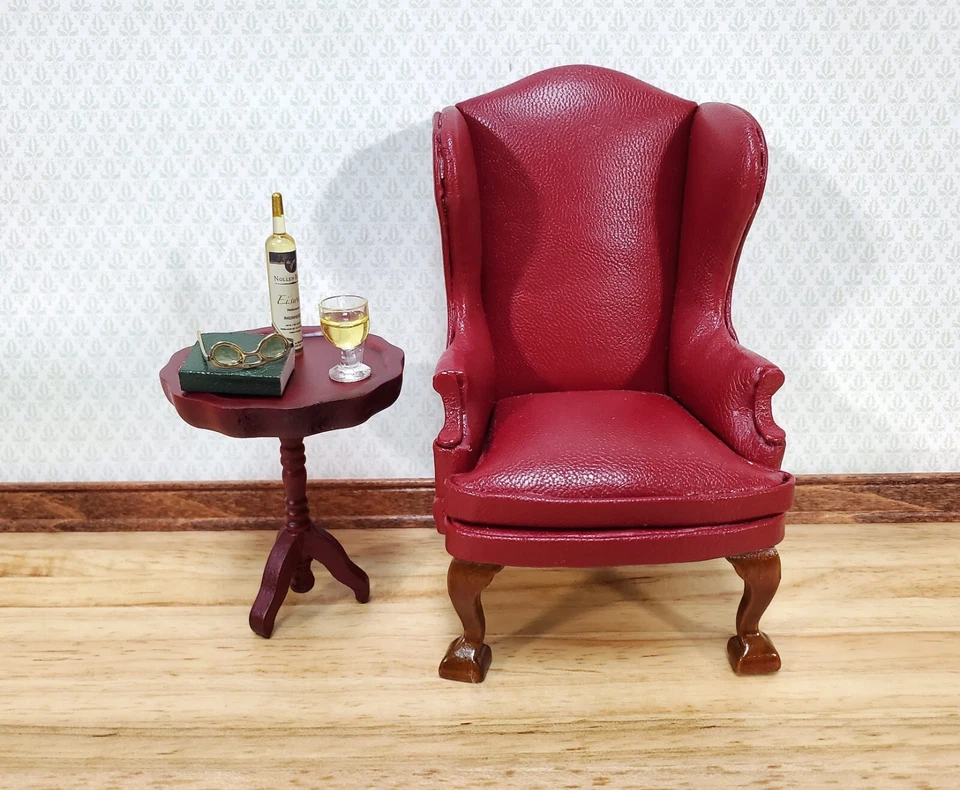 Mesa auxiliar para casa de muñecas estilo corteza pastel acabado caoba muebles de madera escala 1:12 Foto 2 de 4