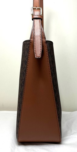Michael Kors Lyra Small Bucket Brown Mk PVC Leather Shoulder Bag - Picture 4 of 12