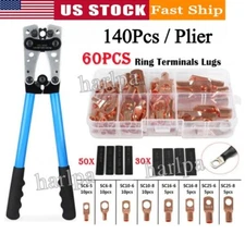 140X Assortment Car Auto Copper Ring Terminal Wire Crimp Connector Cable Battery