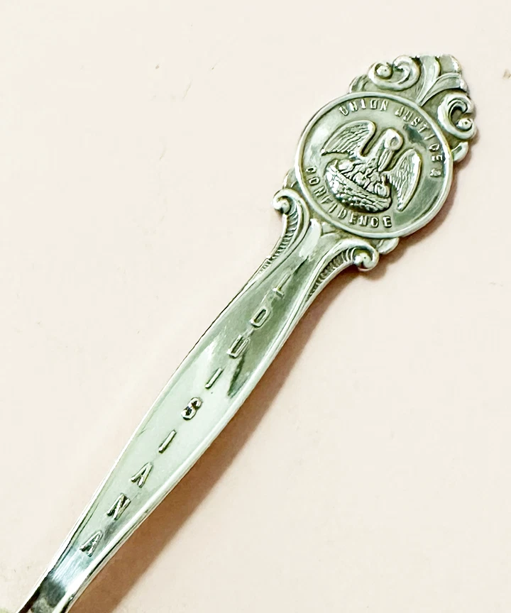 Vintage Sterling Silver Souvenir Spoon State Louisiana Marthinsen Norway Justice — 第 2/4 张图片