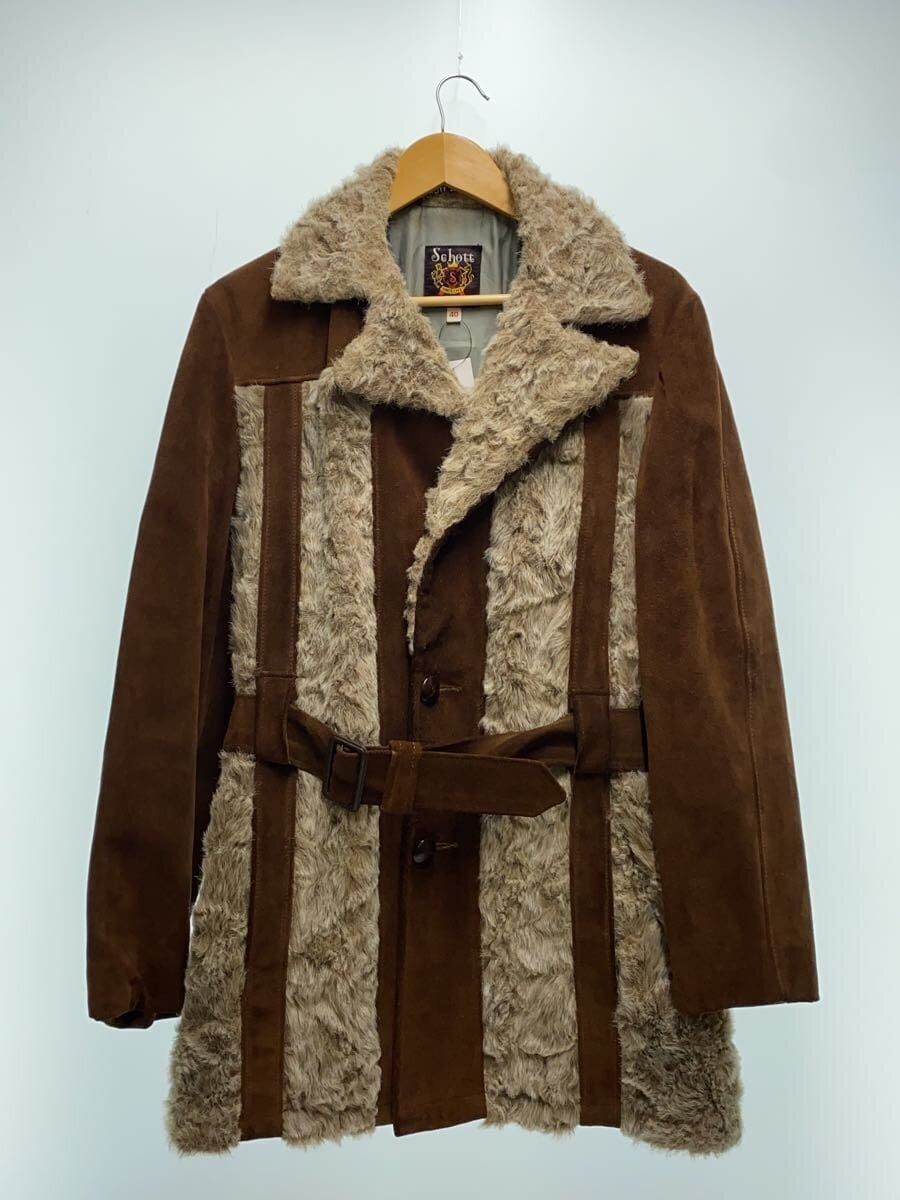 Schott Leather Jacket 60s-70s Emblem Tag Suede Boar Coat 40 Brown 