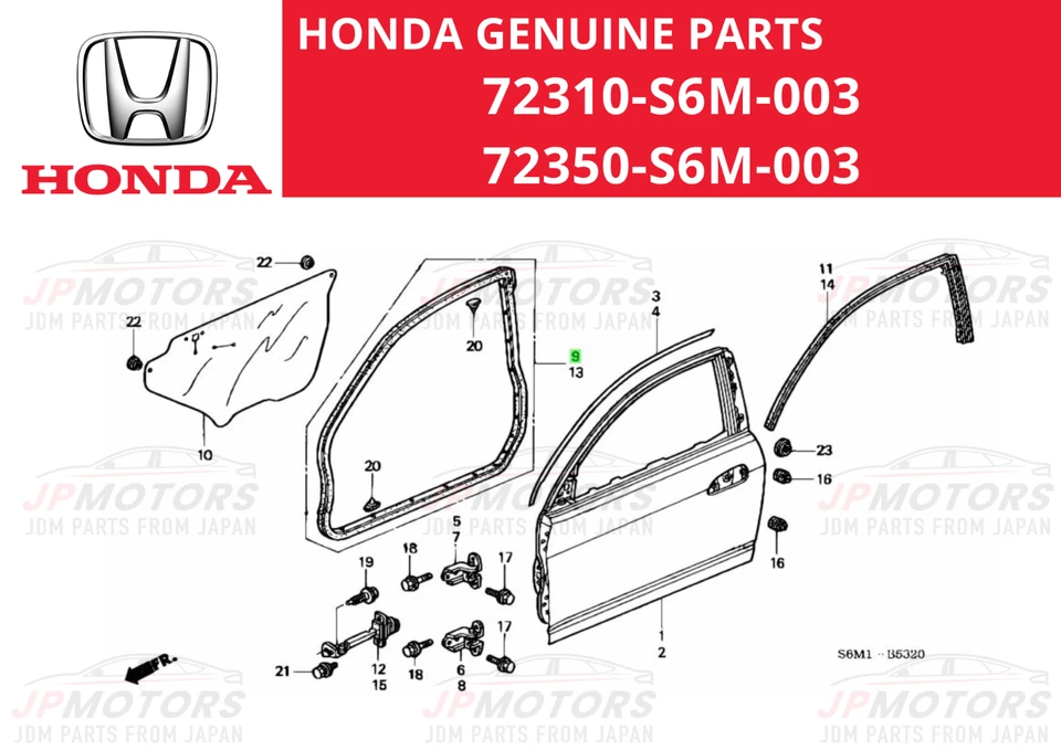 HONDA Genuino ACURA RSX Integra Tipo-R DC5 Rh&Lh Puerta Frontal Restricción de Goma Foto 2 de 4