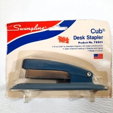NEW Vintage Swingline Cub Desk Stapler BLUE 78805 mini MADE USA metal steel