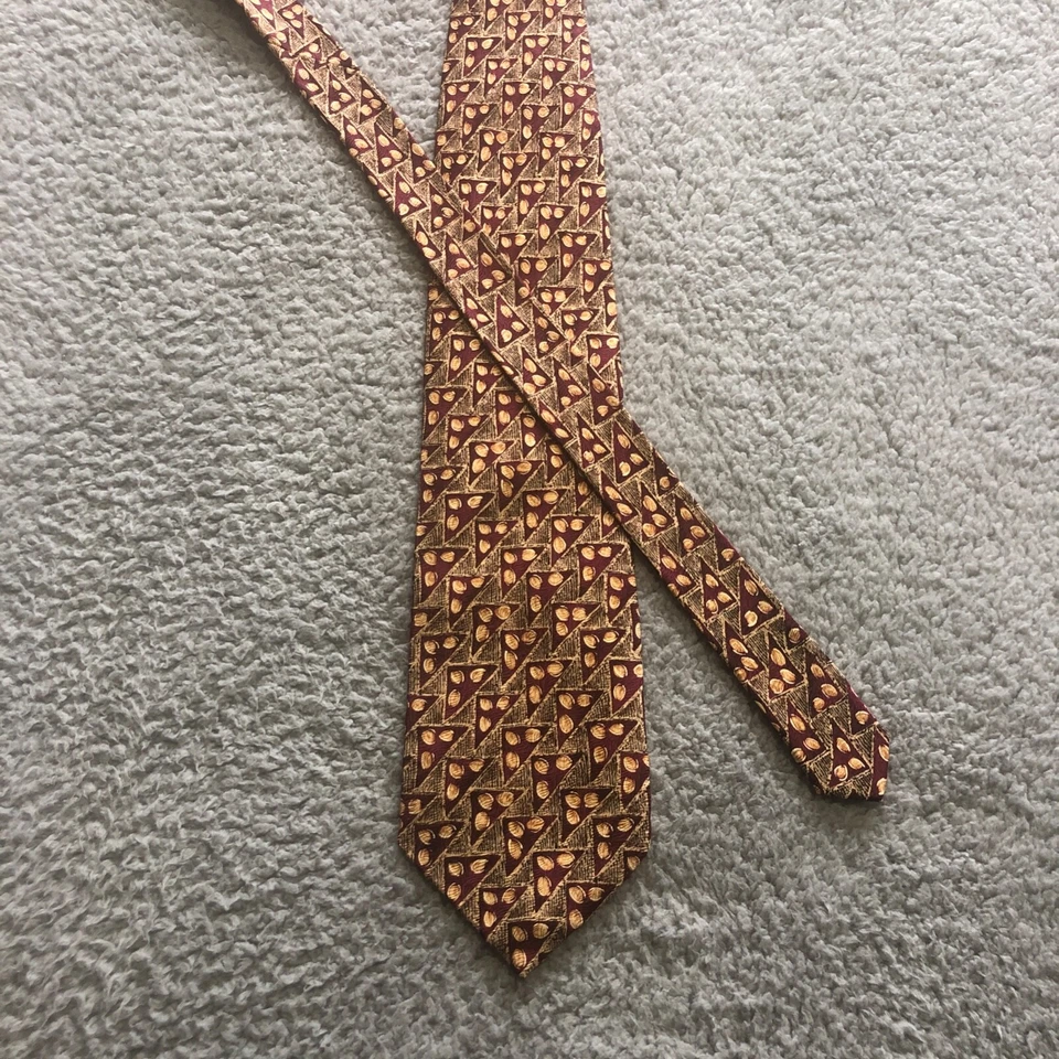 Corbata Daniel de Fasson 57" para hombre 100 % seda roja y dorada Foto 2 de 4