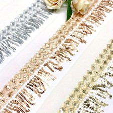 10 Yards Sequins Tassel Lace Trim Edge Fringe DIY Sewing Craft 12cm For Curtains