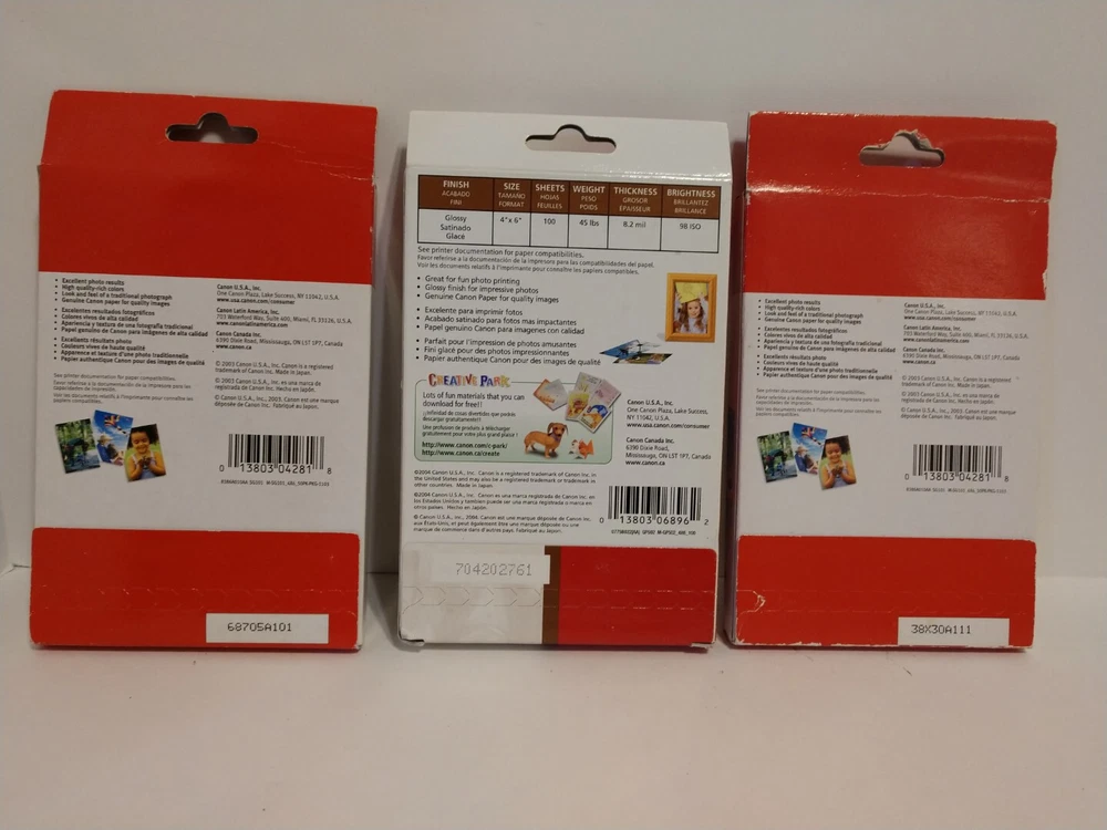 Canon Photo Printer Paper 4"x 6" Sheets ~ 100 Glossy & 100 Semi-Gloss Plus