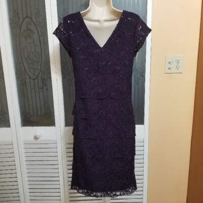 scarlett nite sequin dress Scarlett Nite Ladies Beautiful Tiered Lace Sequined Dress - Size 8