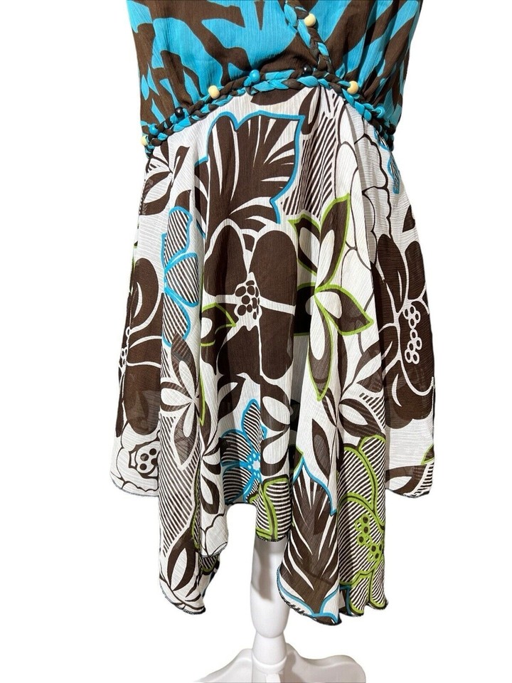 Y2K Sleeveless Floral Babydoll Top Flowy Fairy Boho Braided