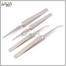 Cross Lock TWEEZER Set of 4 - Bent  Straight SELF Closing Holding Tweezers NEW