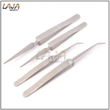 Cross Lock TWEEZER Set of 4 - Bent & Straight SELF Closing Holding Tweezers NEW