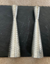 2x Matching Pair Universal Pewter Malaysia Modern Textured Bud Vases