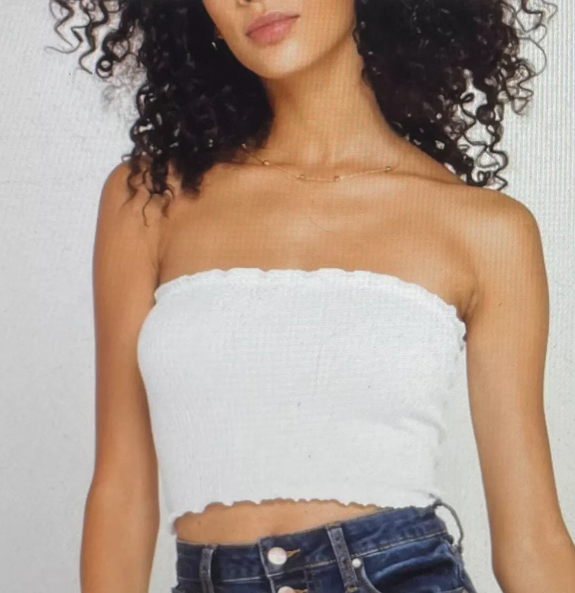 White ribbed cheap tube top