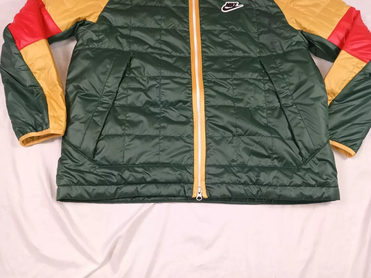 Nike Synthetic Fill Zip Jacket Coat Green Yellow Red Mens Size XL