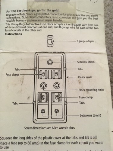 Radio Shack Heavy Duty Gold Series Automotive Fuse Block 274-704 60 Amp Audio - Picture 4 of 4