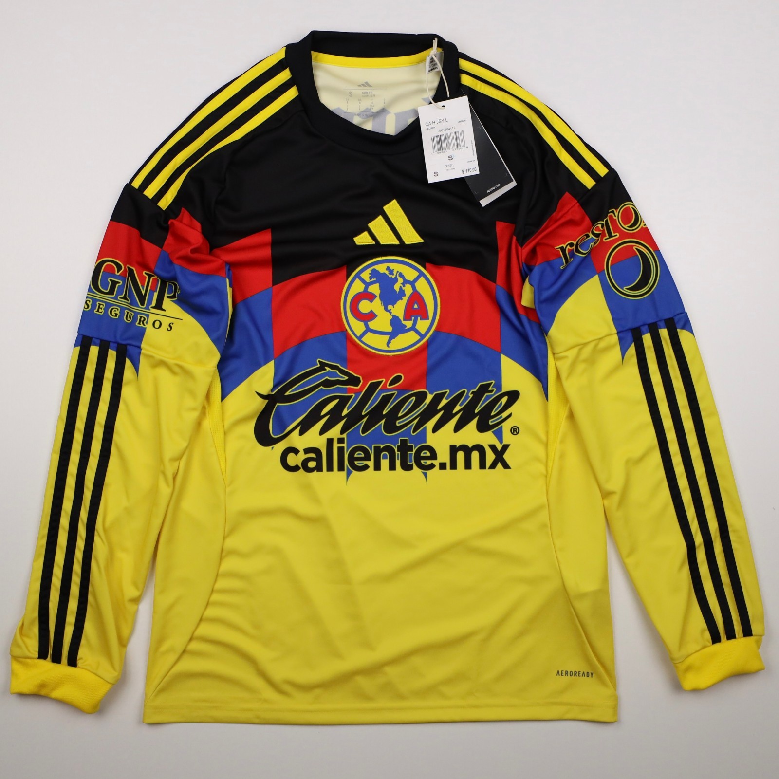 Club America 25/26 Home Adidas Aeroready Soccer Jersey L/S Men's Small JN8636
