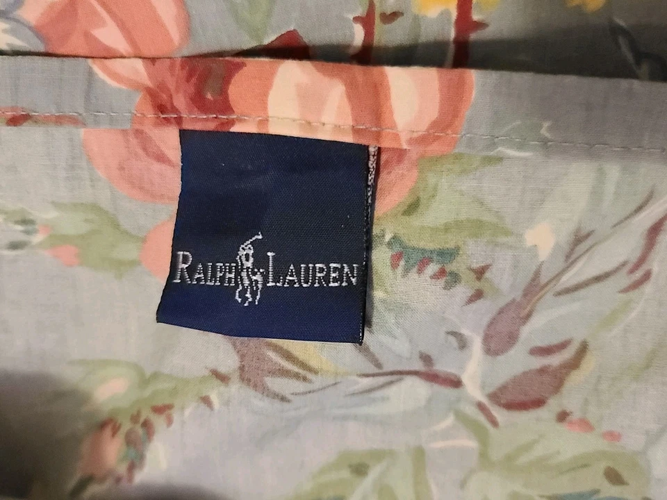 Rare 1994 Vintage Ralph Lauren Garden Rambler Queen Ruffled Flat Sheet - Image 4 of 4