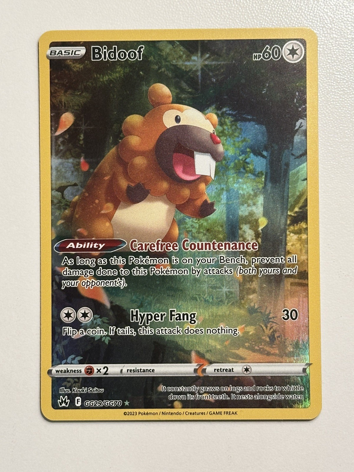 Pokemon Bidoof Crown Zenith Galarian Gallery Full Art Holo GG29/GG70