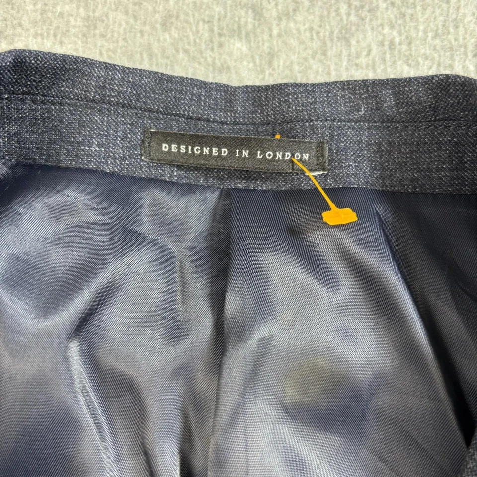 Blazer de lana Reiss para hombre 38 azul marino Dunn 2 botones muesca doble ventilación Academia Foto 3 de 4
