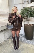 ZARAZW DONNA FW25 SCIARPA CORTA A QUADRI MAGLIA CAPPOTTO BLOGGER VIRALE Taglia S-M 6427/127