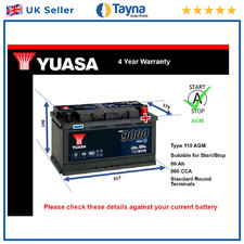 AGM Car Battery fits AUDI A5 SQ5 A4 Allroad TT S1 RS5 A3 Q8 Stop Start