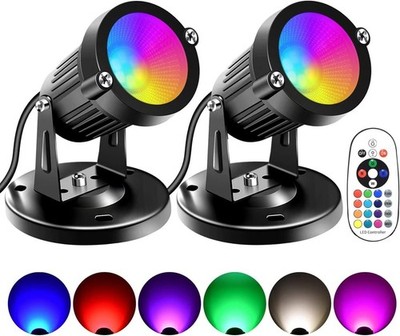 FZWLE Christmas Spot Lights Indoor, 5W RGBW Uplighting 16 Color Changing Up L...