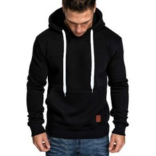 Men Hoodie Casual Hooded Solid Pocket Slim Fit Sweatshirts Pullover Sweater Tops