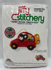 1979 Sunset Designs Jiffy Stitchery 3-D Ornament Merry Mouse Takes A Ride Read