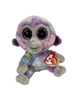 Ty Silk Beanie Boo Zuri: The Monkey Pink Purple ~ Hang Tag ~ Small Size 6 inches
