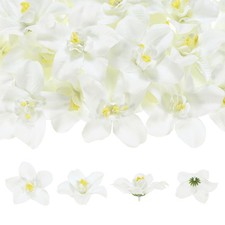 Artificial Flower Heads 3 Inch, White 50 PCS - Orchid Silk Flowers