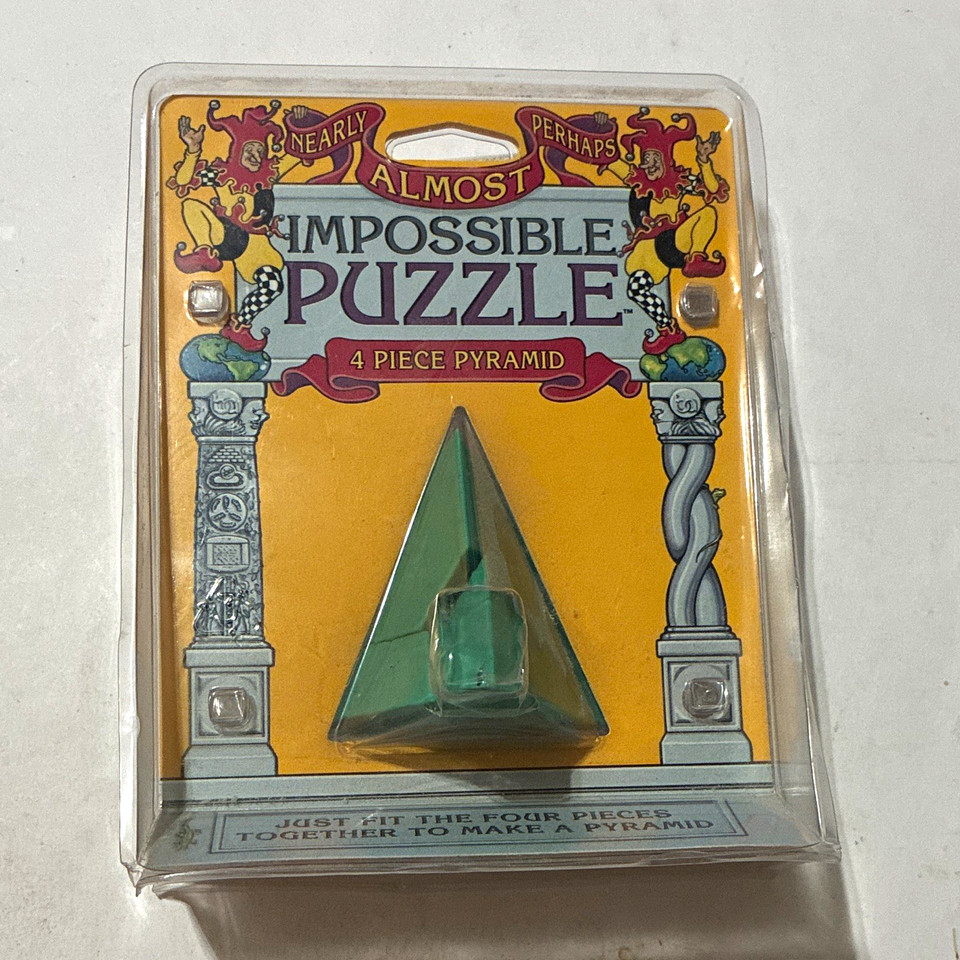 Vintage 1997 Binary Arts Nearly Almost Impossible 4 Piece Pyramid Puzzle Sealed