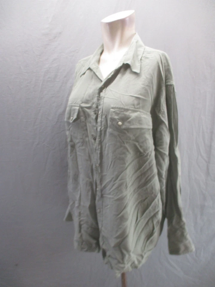 PENDLETON Size L Mens Olive 100% Silk Long Sleeve Snap Down Outdoor Shirt 212 - Image 3 of 4