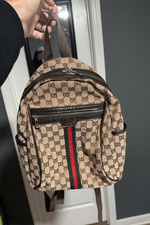 Gucci GG Pattern Backpack Beige/Brown Zip Clo...
