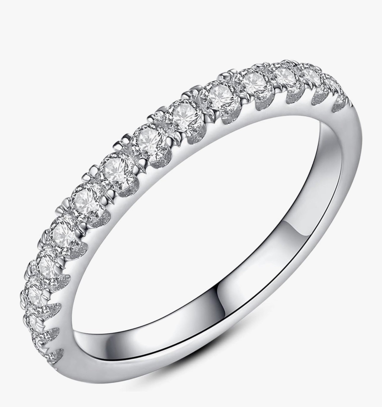 Moissanite Wedding Band Women 925 Sterling Silver Bridal Ring size 7-image