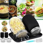 Sprossenglas Keimglas Anzucht Set 1000ml Samen mit Gitterdeckel Ständer & Schale