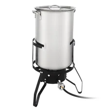 50 QT Stainless Steel Turkey Deep Fryer Pot Set Pot Holders & Basket for Seafood