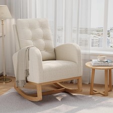 Teddy Fleece Nursery Rocking Chair, Glider Chair, Armchair with Side Pockets