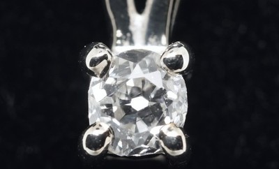 0,15 kt WEISSGOLD ALTMINENSCHLIFF DIAMANT ANHÄNGER MIT KETTE & BOX. VIDEO. SCHNÄPPCHEN!!!!