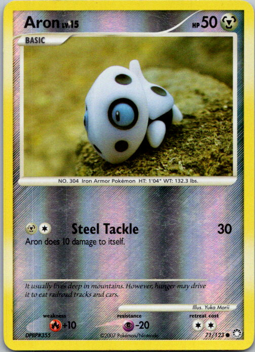 Pokemon Aron Reverse Holo 71/123 D&P Mysterious Treasures Common LP