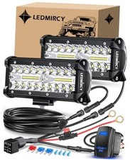 7 Inch LED Light Bar Kit with Rocker Switch Wiring Harness 2PCS LED Pod White