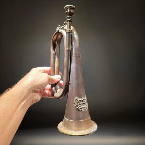 12" Antique Style Civil War Confederate CSA Bugle Copper Brass Signal Horn