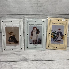 3 NEW Homespun Heritage Patterns Folk Rabbit Rag Doll Gardener Verna Rose-Bowman