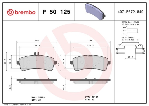 Brembo Bremsbelagsatz Scheibenbremse Prime P 50 125 FüR Mercedes Klasse AMG W222-image
