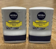Lot Of 2 Nivea Men Energy Double Action Balm Q10 Soothes And Energizes 3.3oz