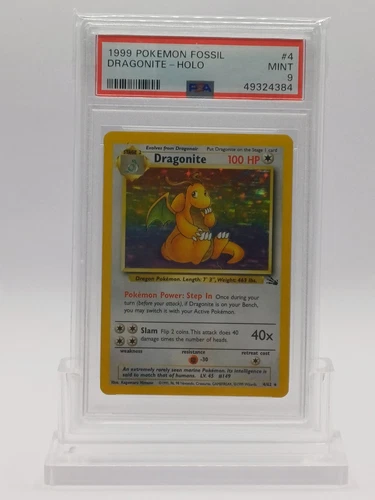 Dragonite Holo Rare Fossil, 4/64, PSA 9 Mint  Pokemon