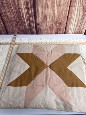 Beautiful Lithuanian Linen Handcrafted Quilt Patchwork Rose Rust Beige New