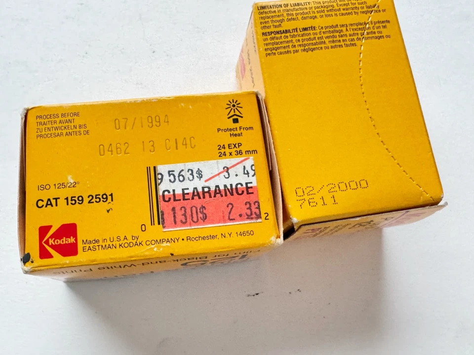 Lote De Colección 2 Rollos 1994 Kodak Plus-X 125 Película Blanco y Negro 36 EXP 35mm Foto 2 de 3