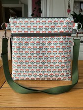 Image of Medium Cross body bag -new- HANDMADE - Retro Stem Fabric - Water resistant