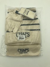 Chaps Boys Stripped Hat With Glove And Scarf, 3 Piece Giftable Set Ivory    496  -